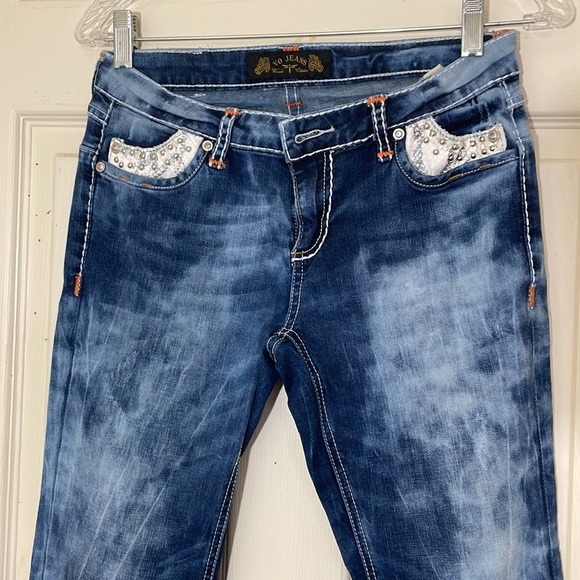 VO Jeans Trendy Tie-Dye Style Blue Straight Legs Jeans Size 28 - Picture 3 of 12